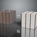 Modern Cube Shaped Lighting Combination With Brown White Striped Surfaces And Metal Connecting Strips