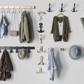 Stylish Wall Hooks With Hanging Coats Bags Hats And Umbrellas