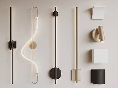 Modern Wall Lamps With Sleek Metal Design And Various Geometric Shapes For Home Decor 3d model