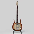 Brown Gradient Electric Bass Guitar With Modern Design And Stand For Music