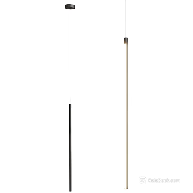Modern Slim Design Pendant Light With Black And Gold Metal Rod For Home Interior Decoration 3d model 
