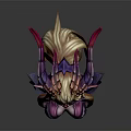 Fantasy Game Movie Character 3D Model With Pink Horns Golden Long Hair And Pointed Ears