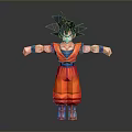 Anime Character 3D Model With Red Outfit Black Spiky Hair And Open Arms