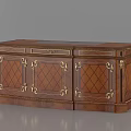 Antique Wooden Office Desk With Gold Decorative Carvings And Drawers