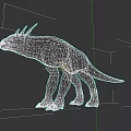 3D Rendered Mythical Dinosaur With Horned Head And Pink Green Skin