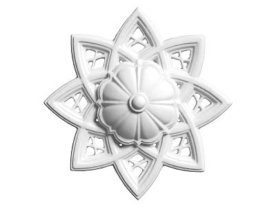 White Star Shaped Carved Ceiling Decoration With Intricate Cutouts And Round Center 3d model