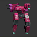 Pink Robot Character With RBBN CORP Logo And Mechanical Weapons Design 3d model