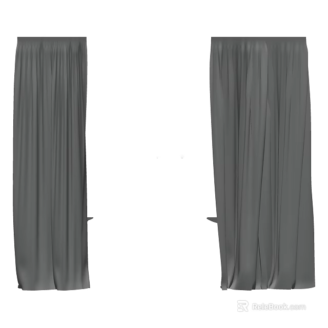Modern Gray Flowing Window Curtains Double Panel Home Decor Design 3d model 