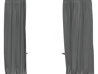 Modern Gray Flowing Window Curtains Double Panel Home Decor Design 3d model