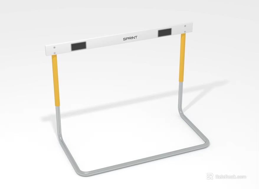 Sports Training Hurdle With White Crossbar Black Stripes And Yellow Silver Legs 3d model 