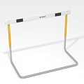 Sports Training Hurdle With White Crossbar Black Stripes And Yellow Silver Legs