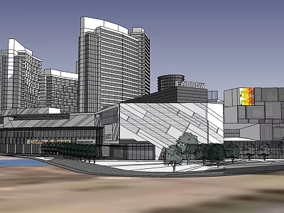Modern High Rise Residential Building With Glass Curtain Wall Urban Setting And Nearby Commercial Complex 3d model
