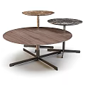 Modern Round Dining Table Collection With Marble And Natural Wood Tabletop And Sturdy Metal Base