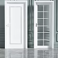Modern Swing Doors Solid Panel And Glass Panel Interior With Gray Wall 3d model