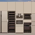 Modern Wine Cabinet With Glass Doors And Multiple Wine Storage Racks 3d model
