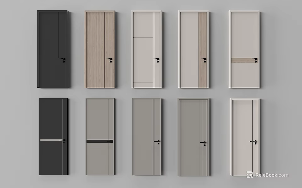 Modern Stylish Hinged Doors With Various Designs And Colors For Home Interior Use 3d model 