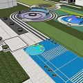 Modern Garden Landscape Design with Green Elements and High Rise Buildings