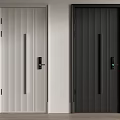 Modern Security Doors With Vertical Striped Design Light And Dark Color Smart Lock Features 3d model