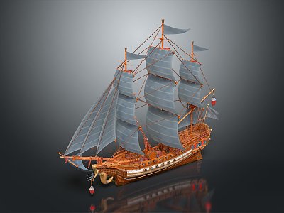 Modern Sailing Cartoon Sailing Small Sailing 3d model