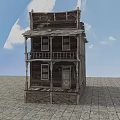 Old Weathered Wooden House With Stone Foundation And Small Porch