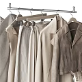 Minimalist Hanging Clothes In Neutral Tones With Various Styles And Storage Accessories