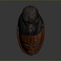 Traditional Tribal Weapon Wooden Mask With Small Animal Statue And Facial Features