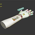 Human Operated Robotic Arm With White Body Blue Details And Yellow Sensor Modules