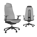 Light Colored Office Chair With Armrests Mesh Backrest And Wheeled Base 3d model