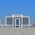 Modern Office Building Featuring Glass Curtain Wall Symmetrical Design And Spacious Front Plaza