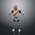 Creative Handmade Robot Figure With Metal Body Wooden Limbs And Red Eyes
