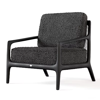 Black Leisure Chair With Plush Fabric Comfortable Seating And Modern Armrest Design 3d model