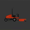 Red Riding Lawn Mower With Black Seat Steering Wheel And Cutting Deck