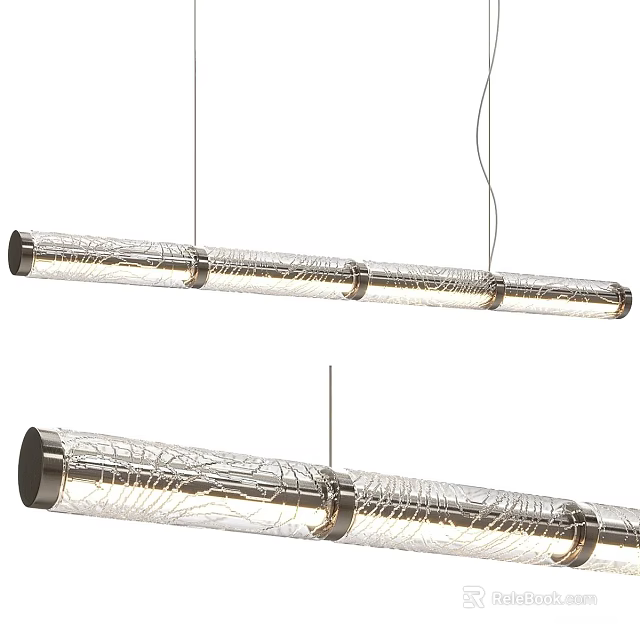 Two Modern Hanging Pendant Lights With Wire Wrapped Glass Cylinders 3d model 