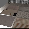 Square Rugs With Various Patterns Neutral Tones On Indoor Wooden Floor 3d model