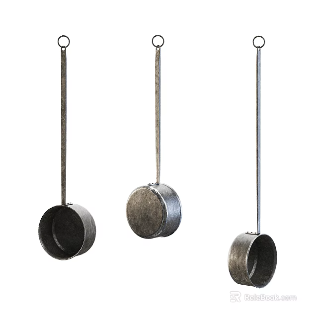 Hanging Metal Cookware Set With Three Pieces For Kitchen Home Decorative Use 3d model 