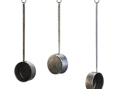 Hanging Metal Cookware Set With Three Pieces For Kitchen Home Decorative Use 3d model