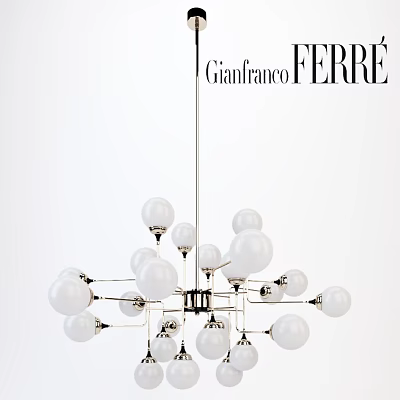 Modern Gianfranco Ferre Chandelier With White Glass Balls And Metal Frame For Interior Design 3d model