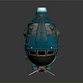 Futuristic Mechanical Snail With Blue Shell Transparent Cockpit Antenna And Glowing Lights