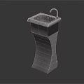 Modern Stainless Steel Pedestal Sink With Curved Base Square Basin And Faucet Design