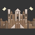 Modern Building Blocks Wood Castle Building Blocks Castle Building Blocks Toys 3d model