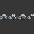 Four Game Movie Characters in Astronaut Suits as Figurines Holding Blue Spheres with Different Features