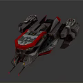 Futuristic Sci-Fi Spaceship 3D Model With Red Black Design And Mechanical Details 3d model
