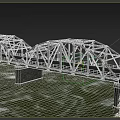 Steel Truss Bridge With Double Arch Design And Stone Piers Over Water
