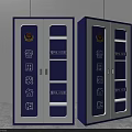 Police Equipment Cabinets With Blue And White Design Glass Doors And Shelves