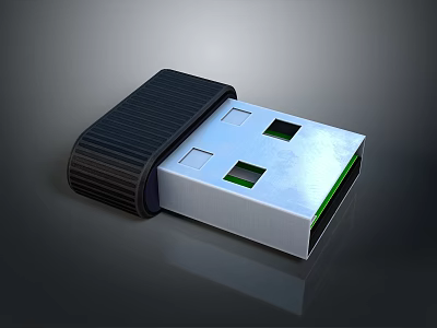 Portable USB Flash Drive With Black White Design And Green Indicator Light 3d model