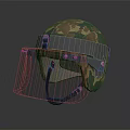 Camouflage Military Helmet With Metal Face Shield And Adjustable Strap
