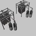 Heavy Duty Industrial Equipment With Metal Frame Structure Hanging Blue Cylinders
