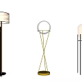Contemporary Floor Lamps Featuring Varied Styles Black Gold Accents and Transparent Shades