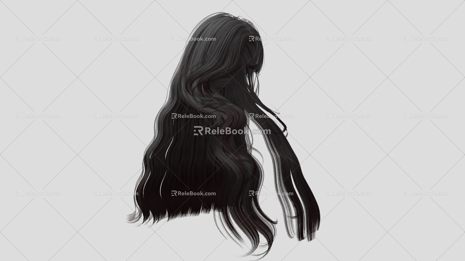 Long Hair Curly Hair Wig Hairstyle Long Curly Hair Anime Hair 3d model