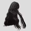 Woman With Long Black Wavy Hair Seen From Back View In Elegant Silhouette